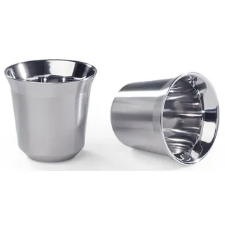 Espressotassen-2er Set in edler Optik - Doppelwandig aus Edelstahl für das perfekte Kaffee Erlebnis - Espressobecher, Cups (80 ml, silber)