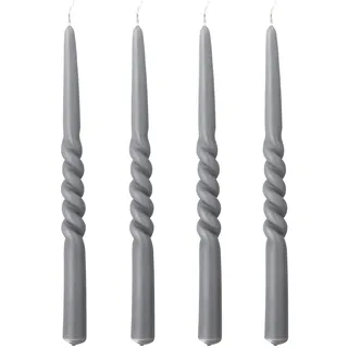 Bloomingville Kerze Twist, grau, Paraffin, 4er Set
