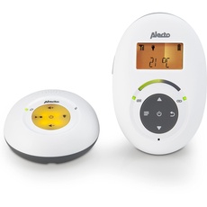 Alecto DBX-125 DECT Babyphone mit Full ECO-Modus und Display - Audio Babyfon mit VOX-Funktion - Wiederaufladbare Batterie und Audio-Kontrollleuchten - Weiß/anthrazit