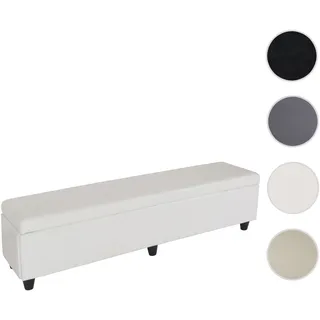 Aufbewahrungs-Truhe Kriens XXL, Leder + Kunstleder, 180x45x45cm ~ weiß