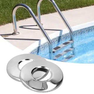 Tissting Poolleiter Rosette, Hochglanzpolierte Edelstahl Abdeckplatte für 1,5 Zoll Leiterrohr, Rostfrei Pool Zubehör für Schwimmbadleiter Rolltreppe