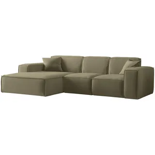 Fun Möbel Ecksofa Designersofa CELES PREMIUM Stoff Opera Velvet Olivgrün Ottomane Links & Couches, Wohnlandschaften, Ecksofas
