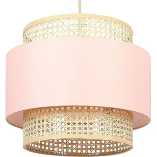 BELIANI Hängelampe rosa / natürlich Baumwolle Rattan Boho Wohnzimmer Esszimmer - Rosa