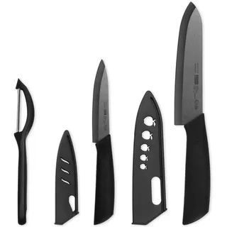Keramikmesser Set Keramik Messer Küche: Scharf 2er Pack Messerset 15.5cm Kochemesser, 10.7cm Obstmesser Geschenk für Mama (Schwarze Klinge)