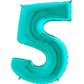 Ballonim Zahlenballon 0-9 100 cm Tiffany blau türkis Mint Luftballon Zahlen Helium Luftballons XXL (Zahl 5)
