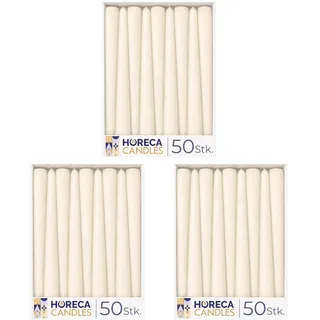 Horeca Candles - Spitzkerzen – Elfenbein Ø 2,3 x 25 cm - 150er Set Leuchterkerzen für Kerzenhalter - 7,5 Stunden Brenndauer - Tropffrei, Rauchfrei, Duftfrei