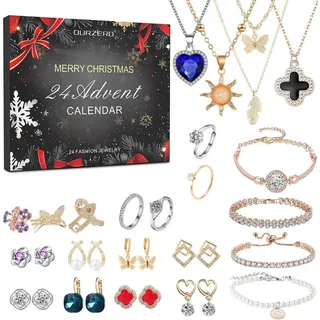 Adventskalender 2026 Frauen Schmuck Weihnachten Charms 24 Überraschungen Halskette Ring