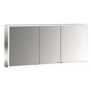 emco prime Lichtspiegelschrank, 1400 mm, 3 Türen, mit verspiegelten Seitenwänden, Aufputzmodell, 949706287, Farbe: aluminium/spiegel