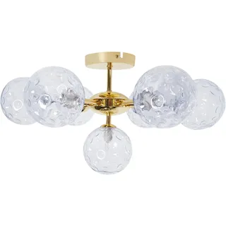 Beliani Deckenlampe Blau/Gold Anadyr , Glas , G9 , 52x28x52 cm , Lampen & Leuchten, Innenbeleuchtung, Deckenleuchten, Deckenleuchten