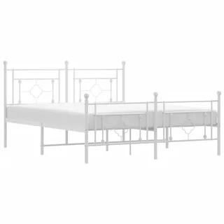 vidaXL Bettgestell mit Kopf- und Fußteil Metall Weiß 160x200 cm - Weiß