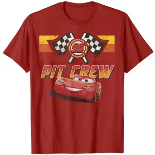 Disney Pixar Cars Lightning McQueen Faded Pit Crew Poster T-Shirt