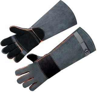 Leder Grillhandschuhe,Feuerfeste Handschuhe,Unisex Ofenhandschuhe,Grillhandschuhe mit Unterarmschutz,Wiederverwendbare Backhandschuhe,Hitzebeständige Grillhandschuhe für Grillen,Kochen,Backen,Draussen