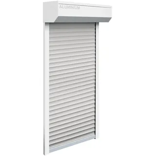 Schellenberg Vorbaurollladen-Set, 115 x 140 cm, 45°-Rollladenkasten, weiß/grau