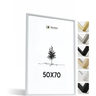 Heimlich® - Bilderrahmen - 50x70 cm, Eichenholz, Weiß - Großer DIY-Collage-Rahmen mit Folienabdeckung - Nur zur Wandmontage