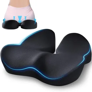 Qutool Sitzkissen Bürostuhl Ergonomisches Sitzkissen rutschfest Sitzkissen Stuhl aus Memory Foam Für Schreibtisch Stuhl, Gaming Stuhl, Rollstuhl,Schwarz