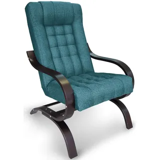 ANMIL FINKA VIGO in Türkis Sessel 65x76x100 cm – Fernsehsessel, Polstersessel, Relaxsessel mit T30-Schaum und Wenge-Gestell gesteppter Bezug - Türkis
