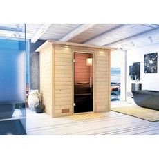 Bild von Sauna »"Sonja" mit graphitfarbener Tür Kranz naturbelassen«,