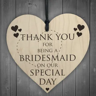 Rot Ocean Thank You For Being A Bridesmaid Herz aus Holz zum Aufhängen Hochzeit Plakette Geschenk Schild