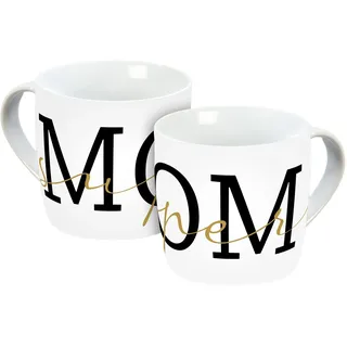 Tasse Super Mom Fakegold 300ml, 14516, Porzellantasse, Porzellan, Weiß/Schwarz