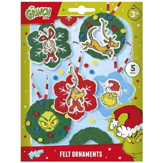 GRINCH The Filzanhänger-Set – 5 DIY Weihnachtsbaumschmuck von Totum ab 3 J. | Mit Max & Whoville-Motiven, vorgestanzte Filzteile, fördert Feinmotorik & Fantasie, fürs Fenster, Kinderzimmer & Adventszeit!