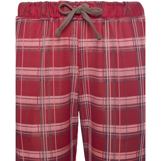 Pyjama H.I.S, Damen, Gr. 46, rot (rot, kariert), Flanell, Obermaterial: 100% Baumwolle, Basic normal, V-Ausschnitt, Manschette kontrastfarben, Homewear-Sets Pyjama, aus Flanell mit Allover-Karomuster, Topseller