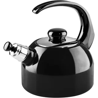 Riess, 0543-022, Flötenkessel Plus 2L, SCHWARZEMAILLE, Gewicht 1,21kg, dreifach emailliert, Wasserkessel mit Flötenpfeife, Induktion, Retro, hergestellt in Österreich, LBH 26,2x18,4x21,9cm