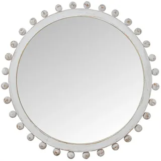 DRW Runder Wandspiegel mit weißem Holzrahmen 79 x 4 x 79 cm