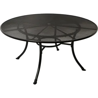DEGAMO XXL Gartentisch Metalltisch Tisch RIVO 150cm rund, Streckmetall eisengrau - Grau