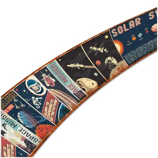 Wandtattoo Selbstklebende Retro Bordüre 2,5m x 18cm Vintage Old School Look Wanddekor Wohnzimmer Wand Küche Wandaufkleber Wandsticker W004 (Nr. 5 Space)