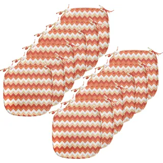 ABAKUHAUS Koralle Polster für Esszimmerstühle, Chevron Arrows Geometric, Dekoratives wasserfestes Kissen mit Riemen für Küchensitze, 40 cm x 40 cm-12er Pack, Orange Coral Weiß