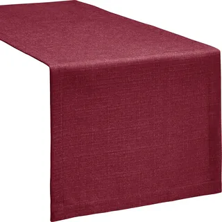 Erwin Müller Tischwäsche, Tischläufer Uni, Krefeld weinrot Größe 40x130 cm - fleckabweisend, schmutzunempfindlich und leicht zu reinigen, Leinen-Optik (weitere Farben, Größen)