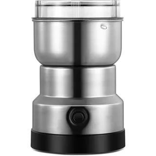 Getreidemühle, multifunktional, 150 W, Getreidemühle, Edelstahlmühle, kleiner Kaffeepulverbereiter, Haushaltsmühle für trockene Zutaten, Gewürze, Kräuter, Kaffee (Silber)