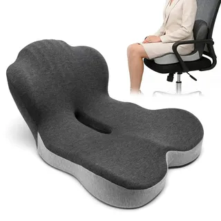 Yuragim Orthopädisches Sitzkissen mit Rückenlehne, Lendenstützkissen und Sitzkissen für Bürostuhl und Autositz aus Memory-Schaum, Ergonomisch Steißbeinkissen für Büro, Auto, Rollstuhl, Zuhause