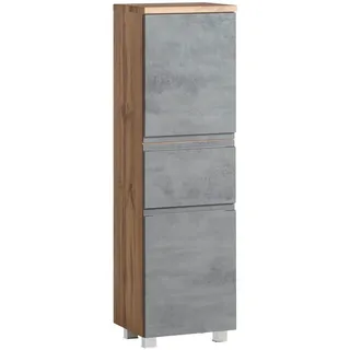 Held Midischrank, Hellgrau, Eiche Wotan, Holzwerkstoff, 2 Fächer, 1 Schubladen, 40x130x35 cm, Made in Germany, hängend, stehend, Badezimmer, Badezimmerschränke, Midischränke