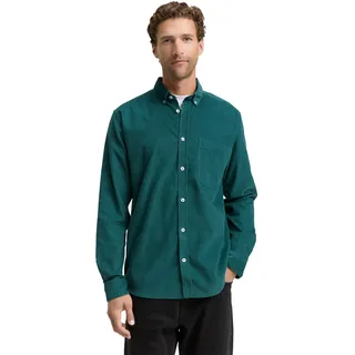 TOM TAILOR Herren 1047341 Regular Fit Cordhemd mit Brusttasche, 14171-Jasper Green, M