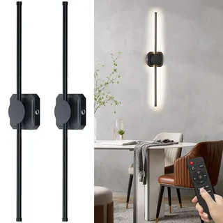 HEERTTOGO Wandleuchte Innen Akku,Wandleuchte Innen mit Fernbedienung,3 Farben LED Licht Up and Down,Wanddeko Wohnzimmer Wiederaufladbare Batteriebetriebene Wandlampen,Helligkeit Einstellbar,2 Stück