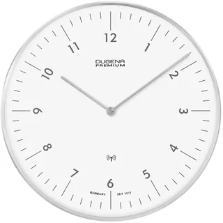 Dugena Dessau Funk-Wanduhr, silber, 32 cm, Araber, silber