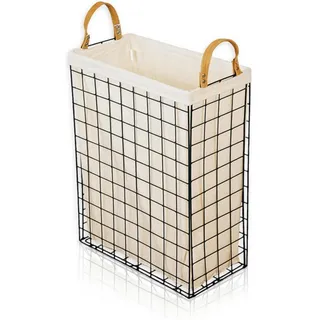 Wäschesammler , Creme, Schwarz , Metall , 23.5x60x44.5 cm , Haushalt & Reinigung, Wäschepflege, Wäschekörbe & Wäschetonnen