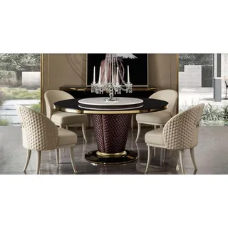 Design Esstisch Runder Tisch 6 Stühle Esszimmer Set Garnitur Stuhl Gruppe Holz - Schwarz