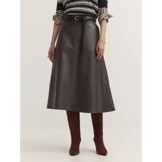 Plisseerock BUGATTI "Modern Fit", Damen, Gr. 38, braun (90, braun), 100% Leder, Röcke Plisseerock, Modern Fit A-Linie Echtleder