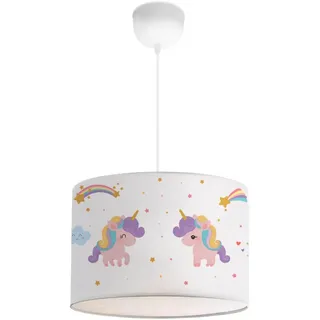 lux.pro Kinderhängeleuchte Rugby , Weiß, Pink , Textil , Rund , E27 , 28x70x28 cm , Lampen & Leuchten, Kinderzimmerlampen