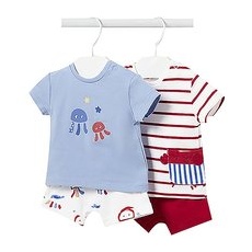 MAYORAL Baby Set T-Shirt und Shorts 4 teilig rot | 74