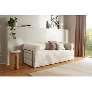 Schlafsofa HOMSY BY ANA JOHNSON "Folda, Dauerschläfer, Breite 206 cm, Liegefläche 181x198 cm", natur, B:206cm H:72cm T:94cm, Sofas, Schlafsofa, mit Bett-/Schlaffunktion, inkl. 1x Zierkissen, Tonnentaschenfederkern