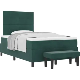 vidaXL Boxspringbett mit Kissen Dunkelgrün 190 x 120 cm Samt - Grün