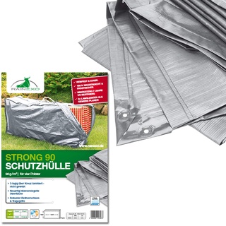 Rainexo Auflagentasche für 4 Sitzauflagen bis 130cm (Hochlehner), Sitzpolster Schutzhülle mit Griffen und Reißverschluss, UV-beständig und wasserdicht silbergrau