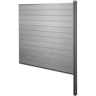 MCW WPC-Sichtschutz Savoie Windschutz Zaun WPC-Pfosten Zum Einbetonieren - Erweiterungselement 188cm