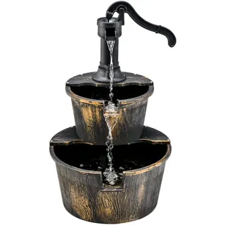 FANTASK Brunnen mit Pumpe, Springbrunnen Gartendeko, Gartenbrunnen für Balkon Terrasse Garten, 45,5 x 41 x 68 cm