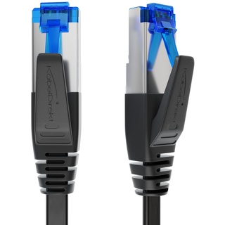 KabelDirekt – LAN Kabel flach, bruchfest konstruiert – 30 m (CAT7 Kabel & Netzwerkkabel, 10 Gbit/s, besonders flexibel & geeignet als Verlegekabel, maximale Glasfaser-Geschwindigkeit, RJ45, schwarz)