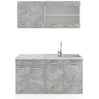 Vicco R-line Küchenzeile Single 140 cm beton optik/weiß