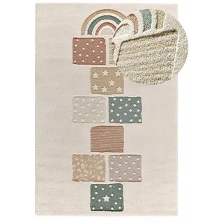 Atticgo Kinderteppich Weiß Clown 120/170 cm , Weiß, Blau, Creme, Orange, Gelb , Textil , Spiel/Spielzeug , Rechteckig , 120x170 cm , Oeko-Tex® Standard 100 , antistatisch, für Fußbodenheizung geeignet, leicht zusammenrollbar , Teppiche und Böden, Teppiche, Kinderteppiche